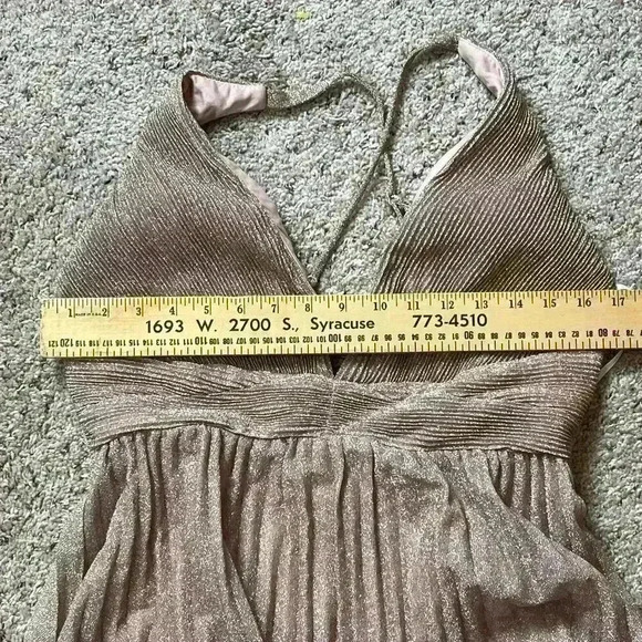 Lulus Sparkly Blush Pink Pleated Maxi Dress Formal Evening Gown Size L - Picture 15 of 16